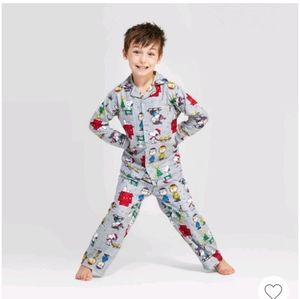 Boys Peanuts holiday two piece flannel pj set